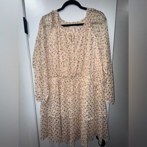 Lauren Conrad Floral Ruffle Dress XXL with gold accents